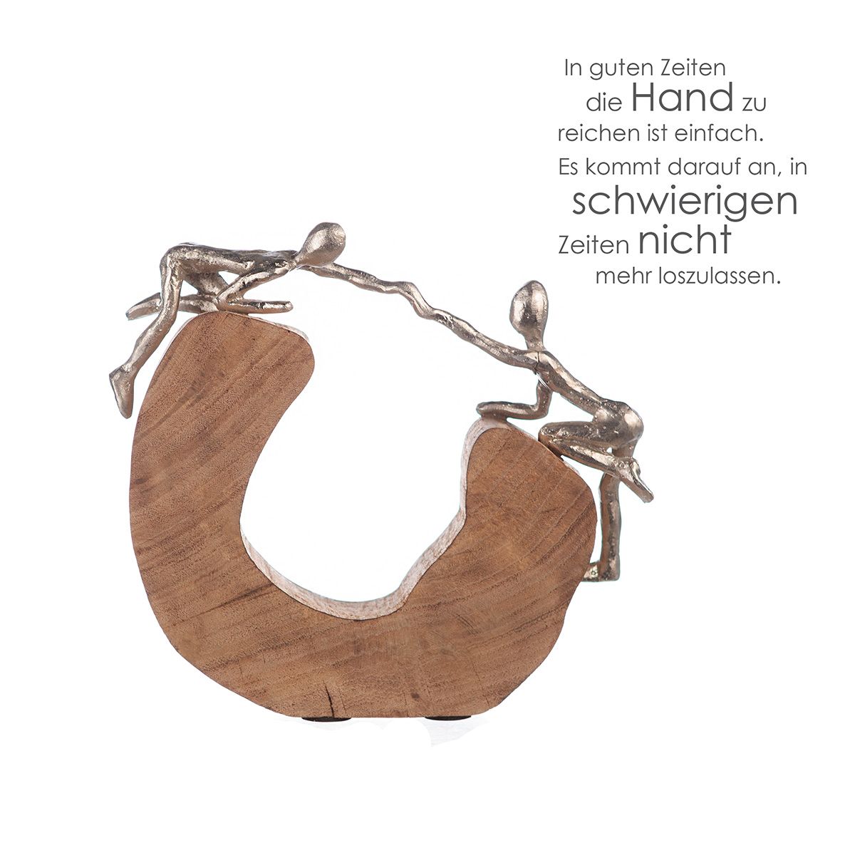 Aluminium Holz Skulptur Support in Silberfarben – Symbol der Beständigkeit und Verbundenheit