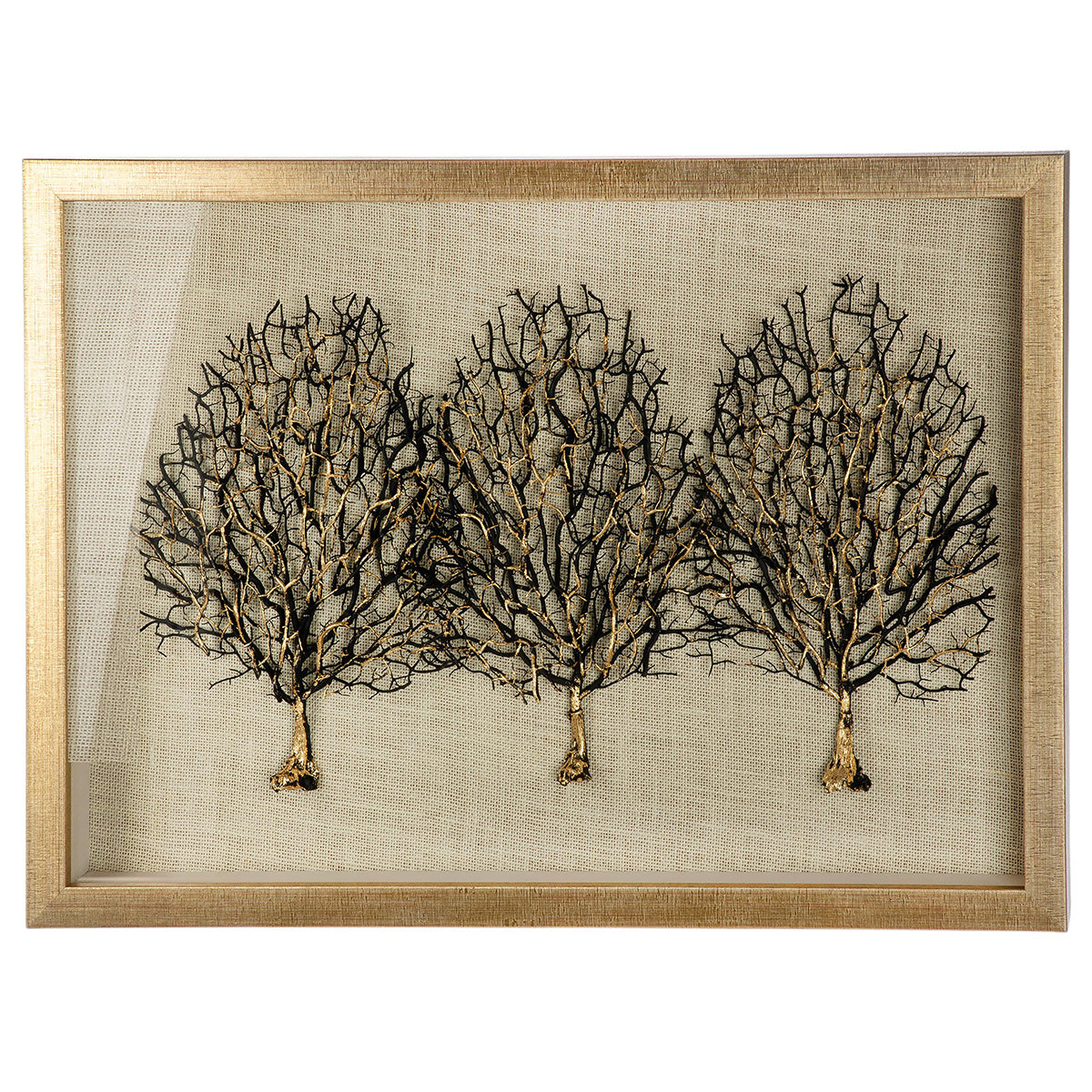 Wandbild Baum Trio Gold Schwarz 70x50 cm