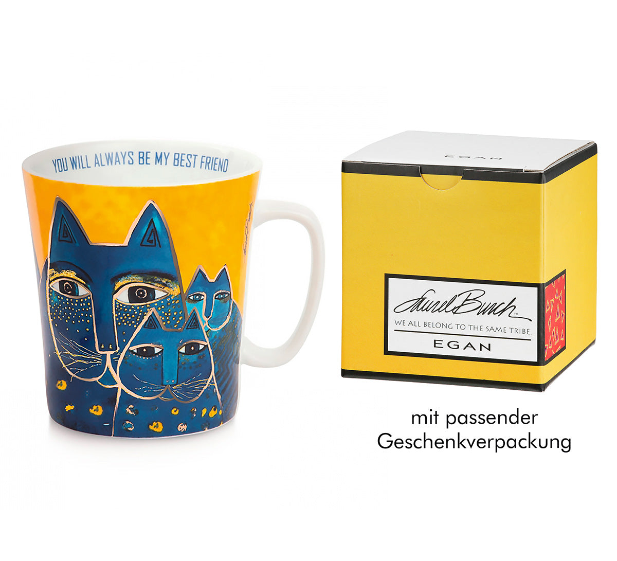 4er Set "Fantastic Felines" Porzellanbecher – "You Will Always Be My Best Friend"