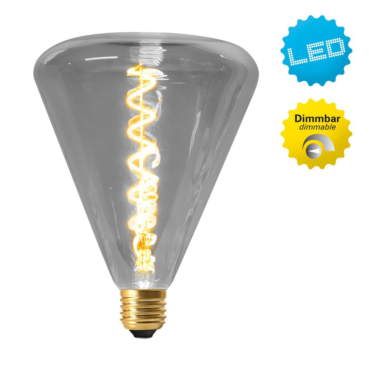 LED Leuchtmittel "DILLY" E27-Fassung 4 Watt, Metall und Glas in Grau