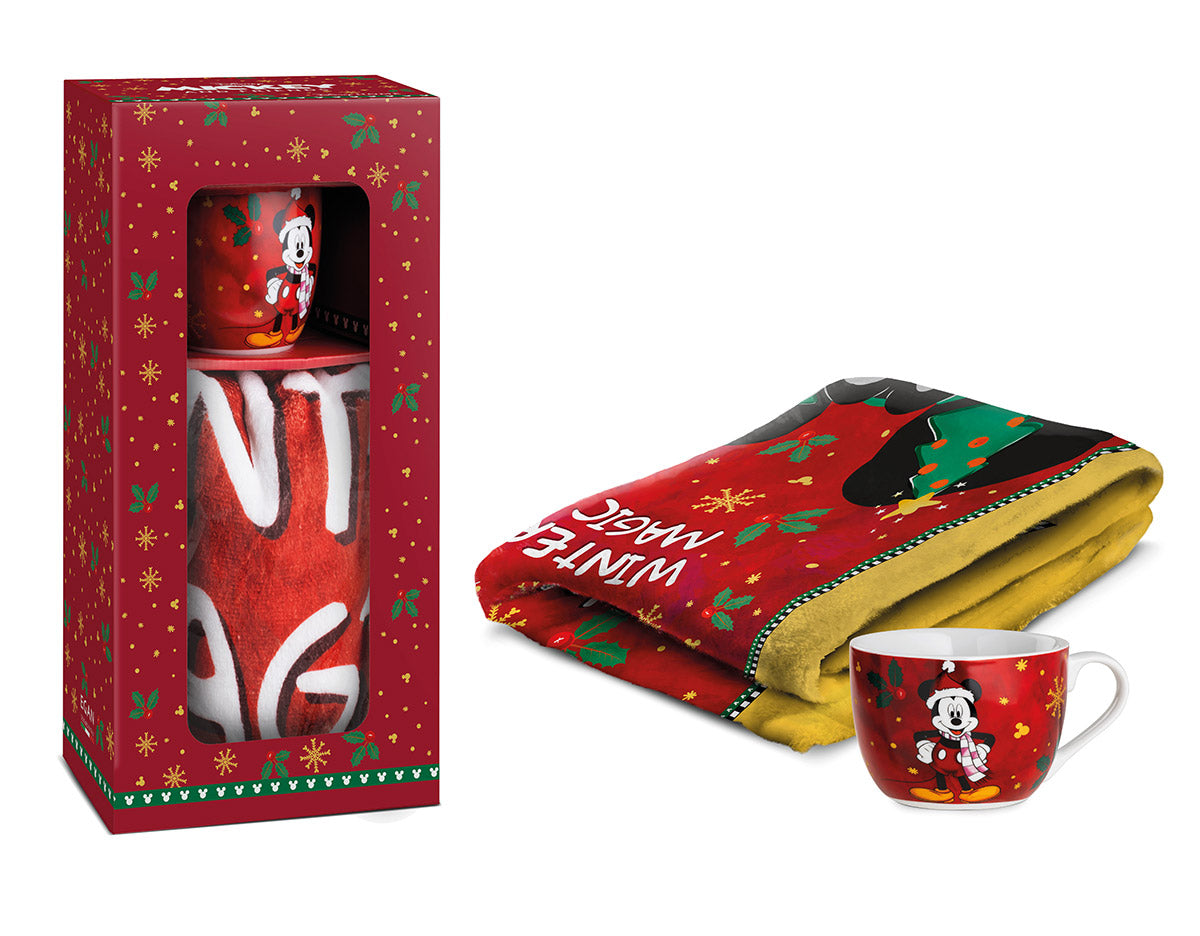 Cappuccinotasse Decke Mickey Mouse - Winter Magic Porzellan Textil rot