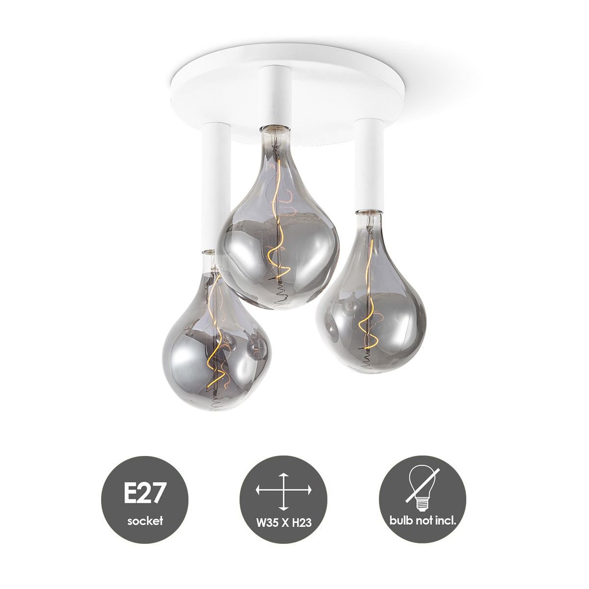 Moderne LED-Deckenleuchte Marna L 3 Lichter - Weiß - Rund