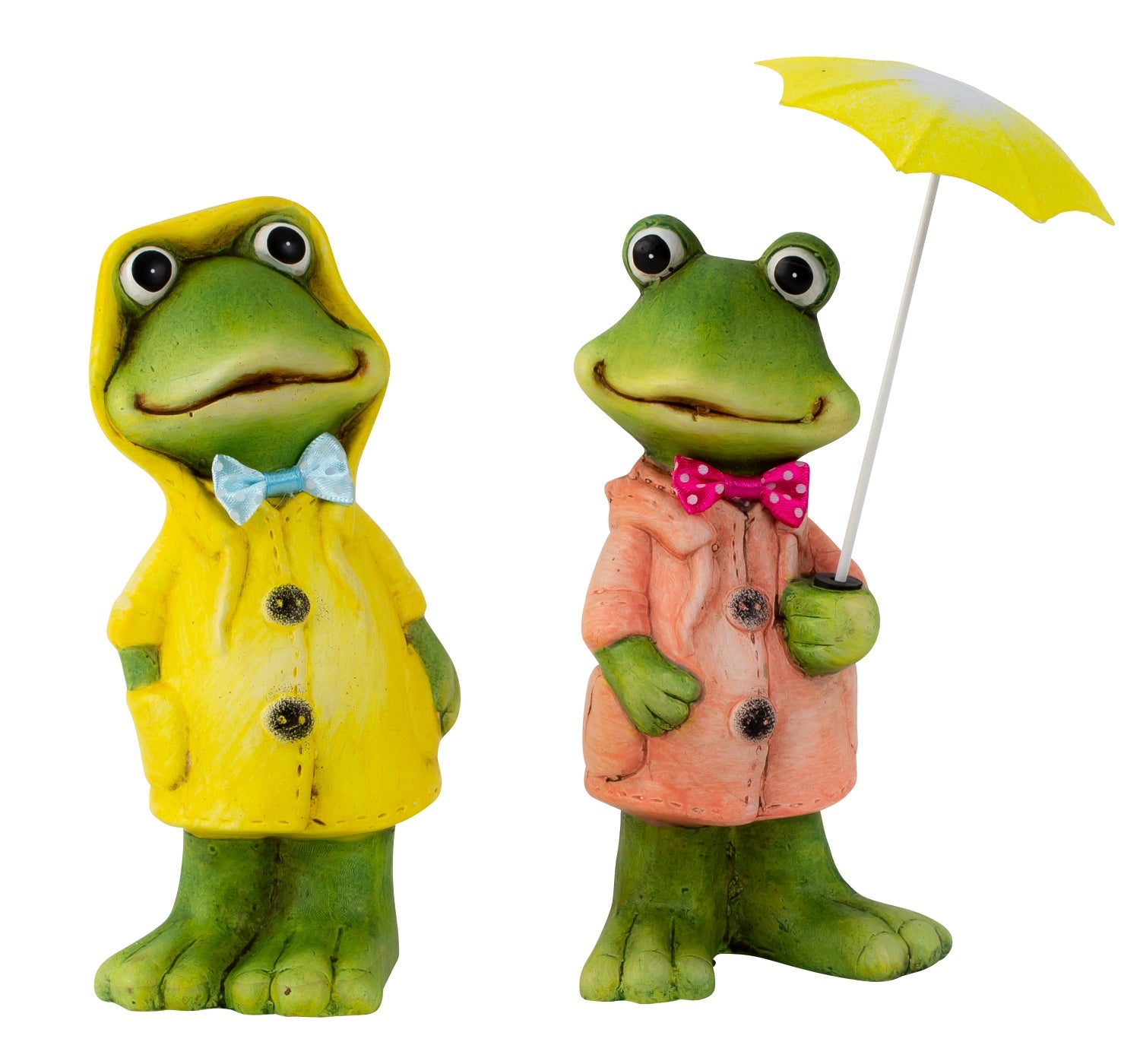 Decorative figure frogs Frida and Fred with coat and umbrella 15cm, 17.5cm