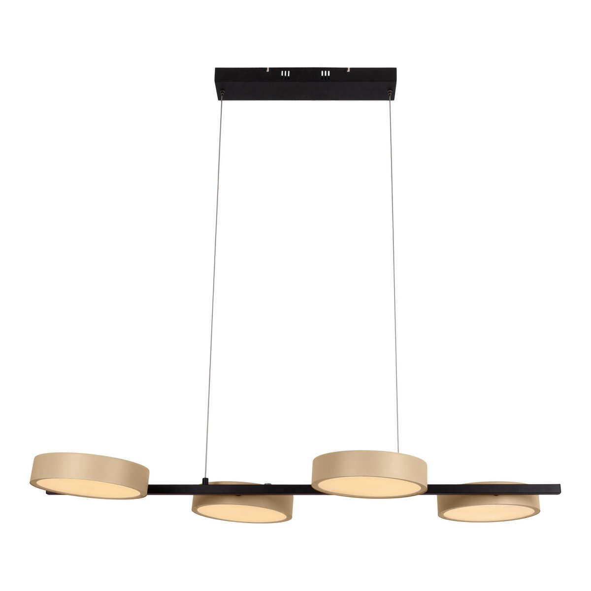 LED Pendelleuchte "TESSA" almond, 150 cm hoch, 110 cm lang, aus Metall in frosted Almond (Pantone 481 C) und Schwarz und weißem Kunststoff