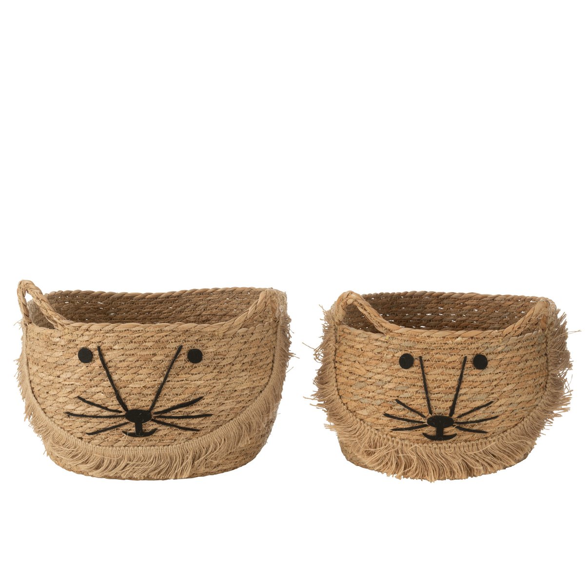 J-Line-Set von 2 Körben Kitty Riet Naturel/Schwarz
