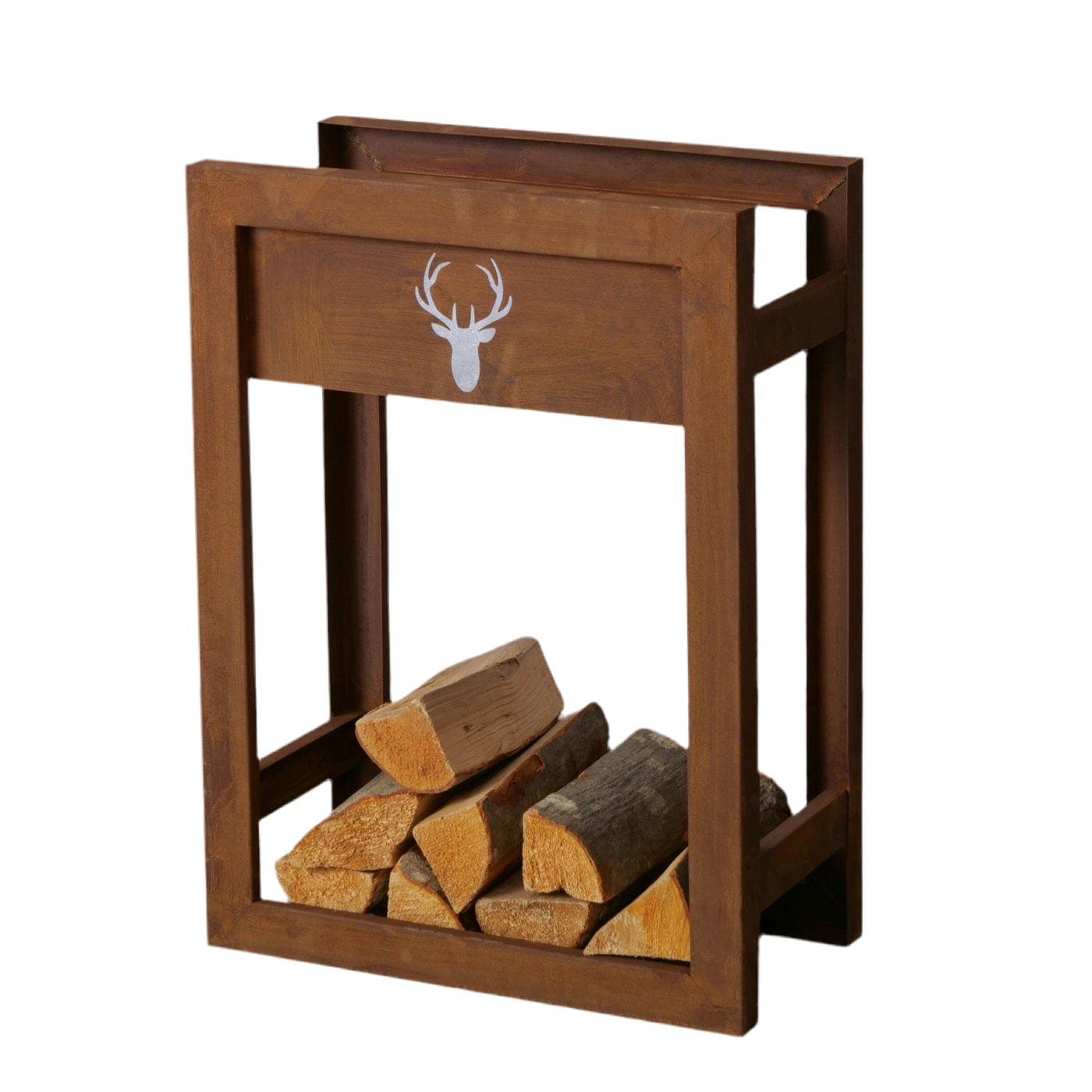 Firewood rack Rustico antler rust metal brown