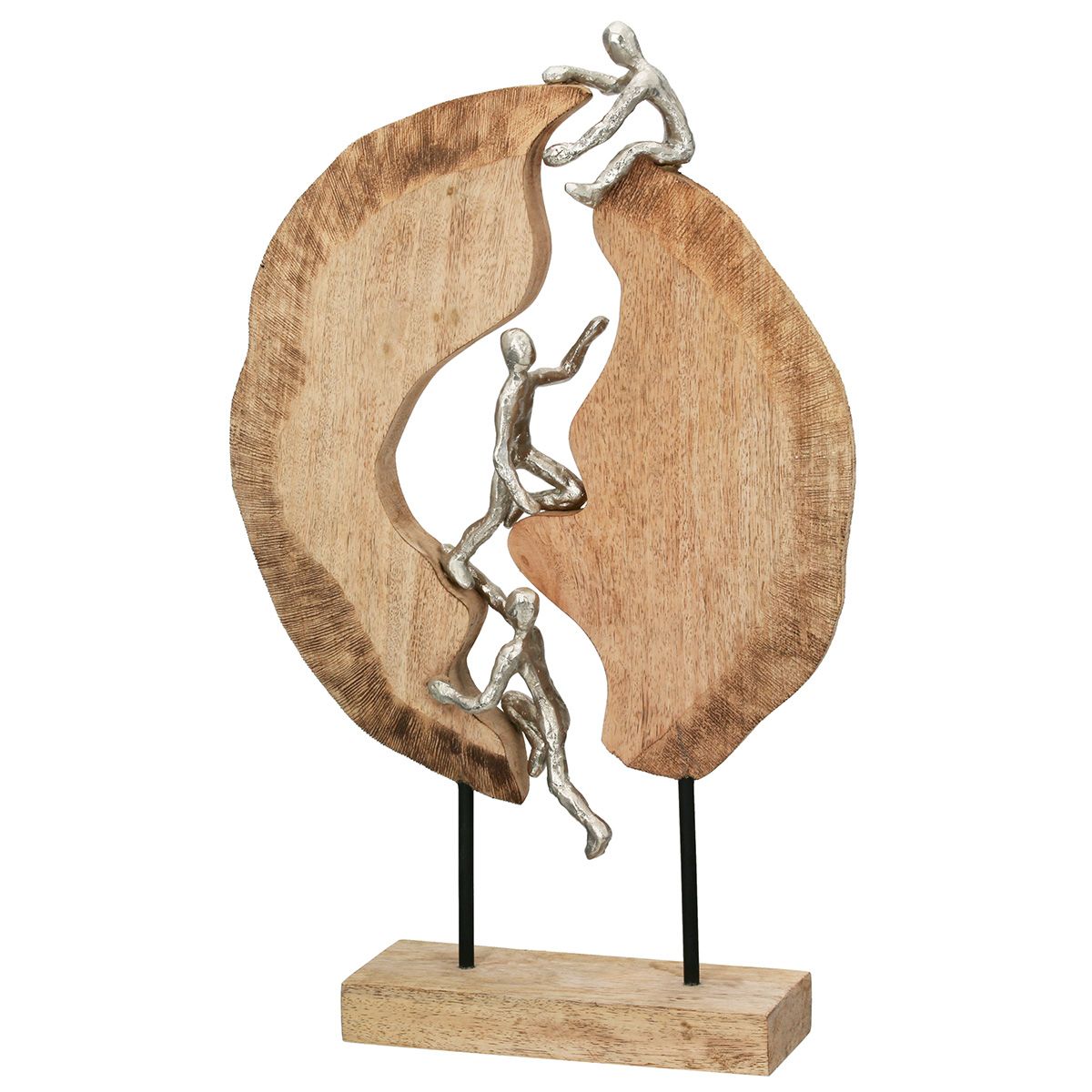 Skulptur Hoch Hinaus Mangoholz Aluminium 36 cm