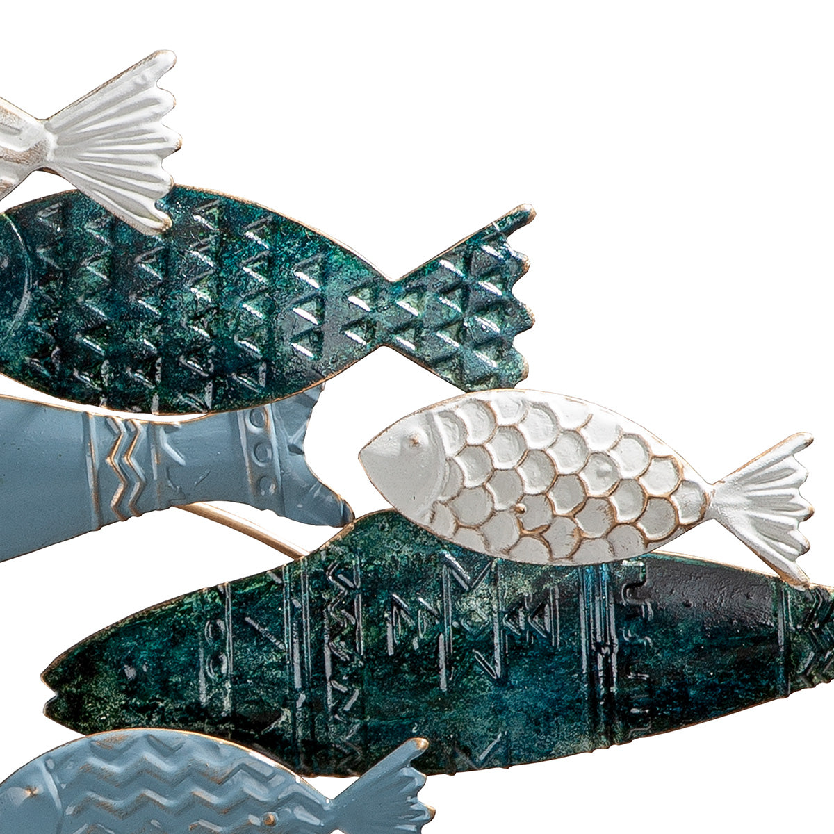 Wandrelief Pesca Metall dunkelblau hellblau weiß