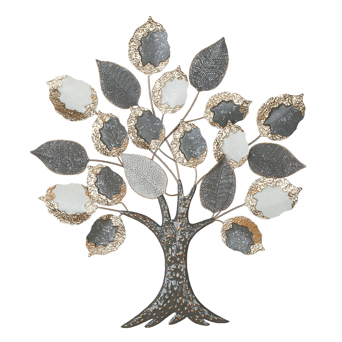 Wandrelief Big Tree Metall Grau Weiß 93x104 cm