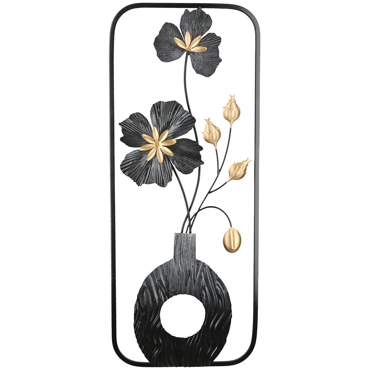 Wandobjekt Florina Vase Metall Wandrelief schwarz gold
