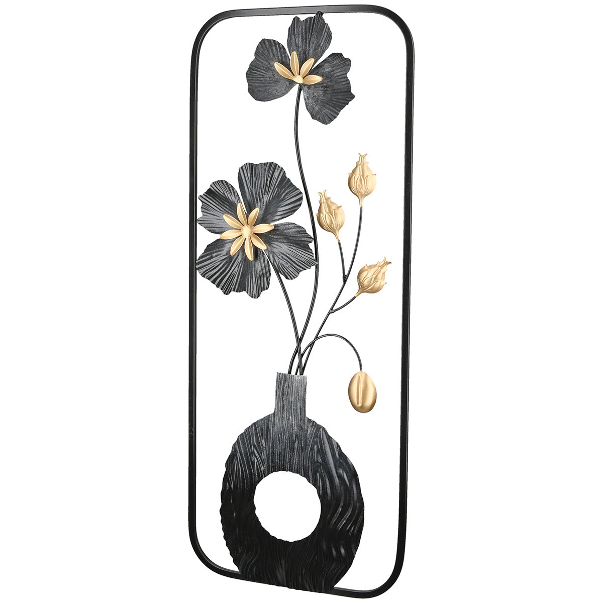 Wandobjekt Florina Vase Metall Wandrelief schwarz gold