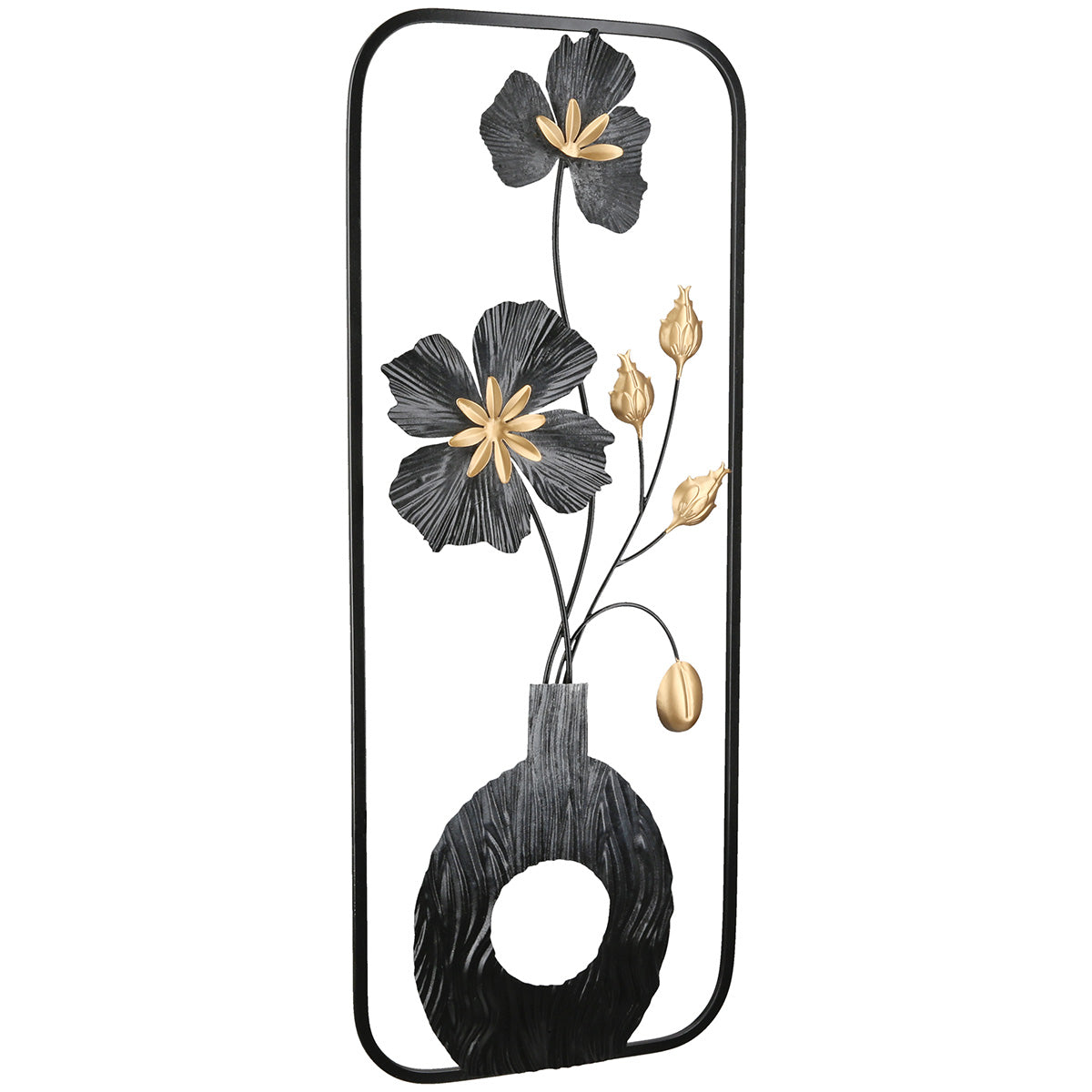 Wandobjekt Florina Vase Metall Wandrelief schwarz gold