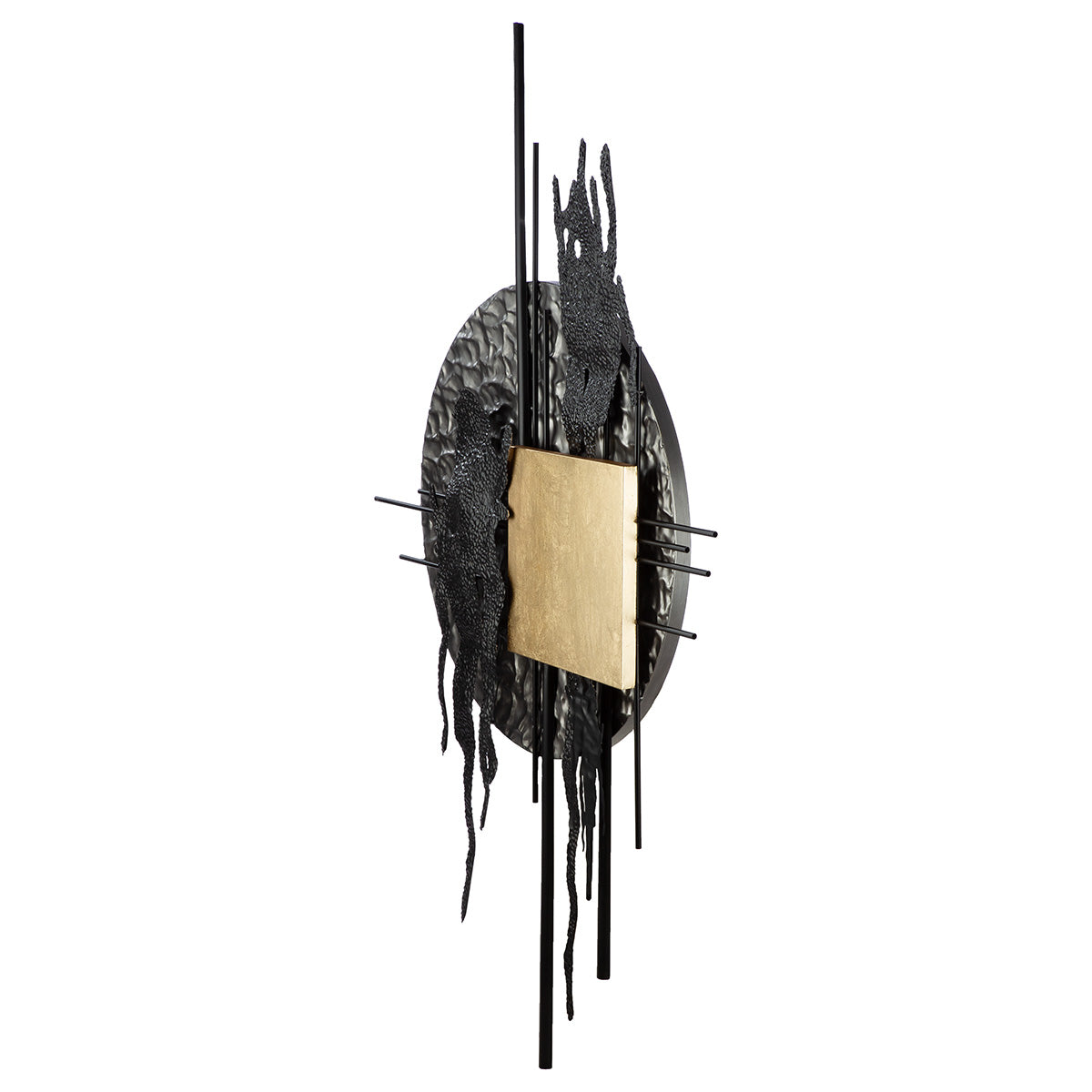 Meteor Metal Wall Relief in Gold and Black Modern Wall Art 180cm