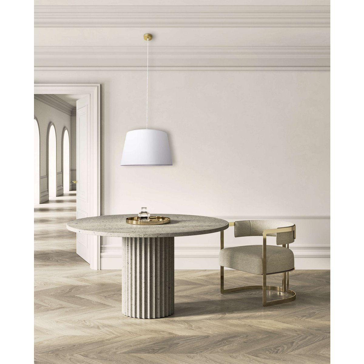 Pendelleuchte "BOLOGNA" beige/messing