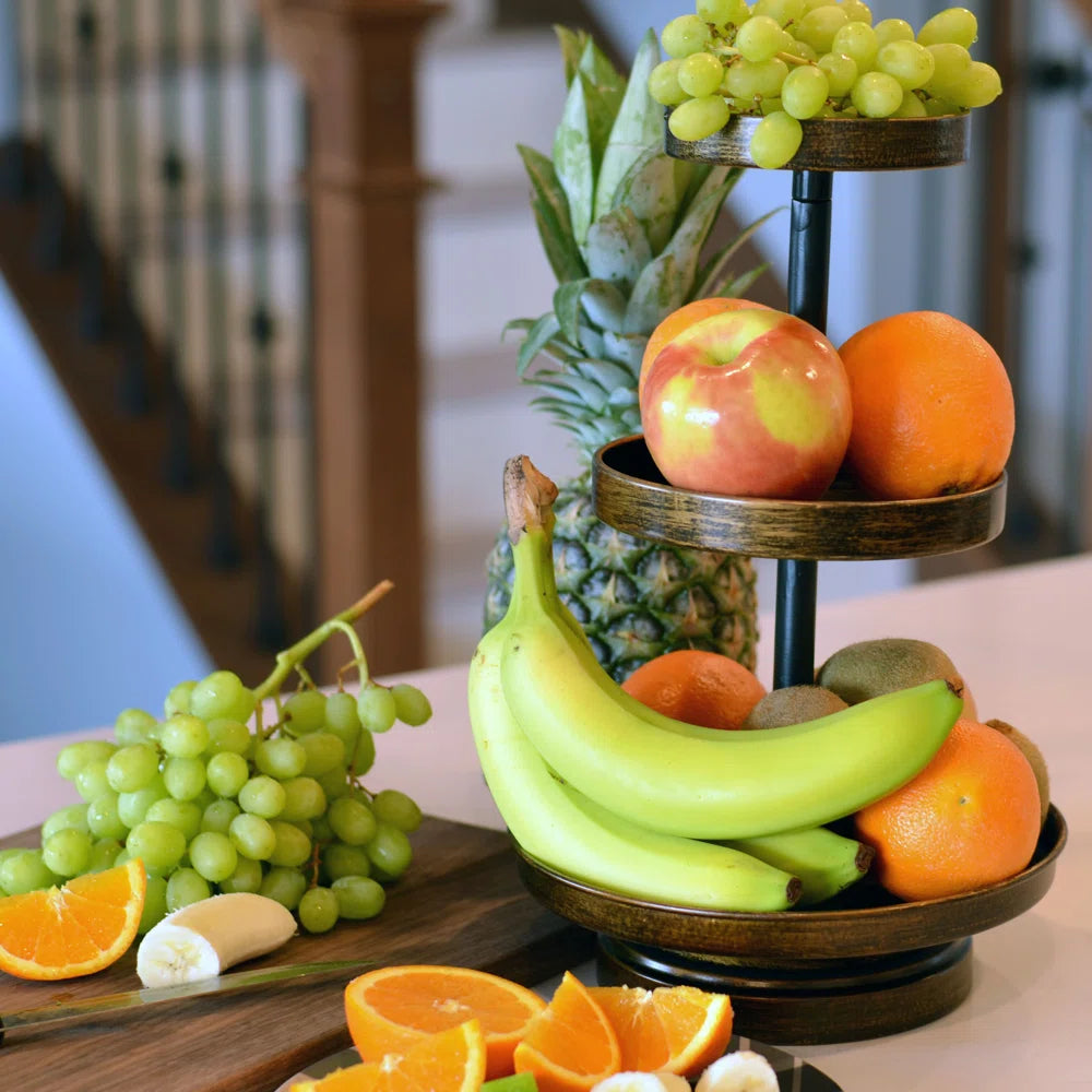 Etagere Prego Metall Antikgold Schwarz 3-stöckig Antik-Charme in moderner Form