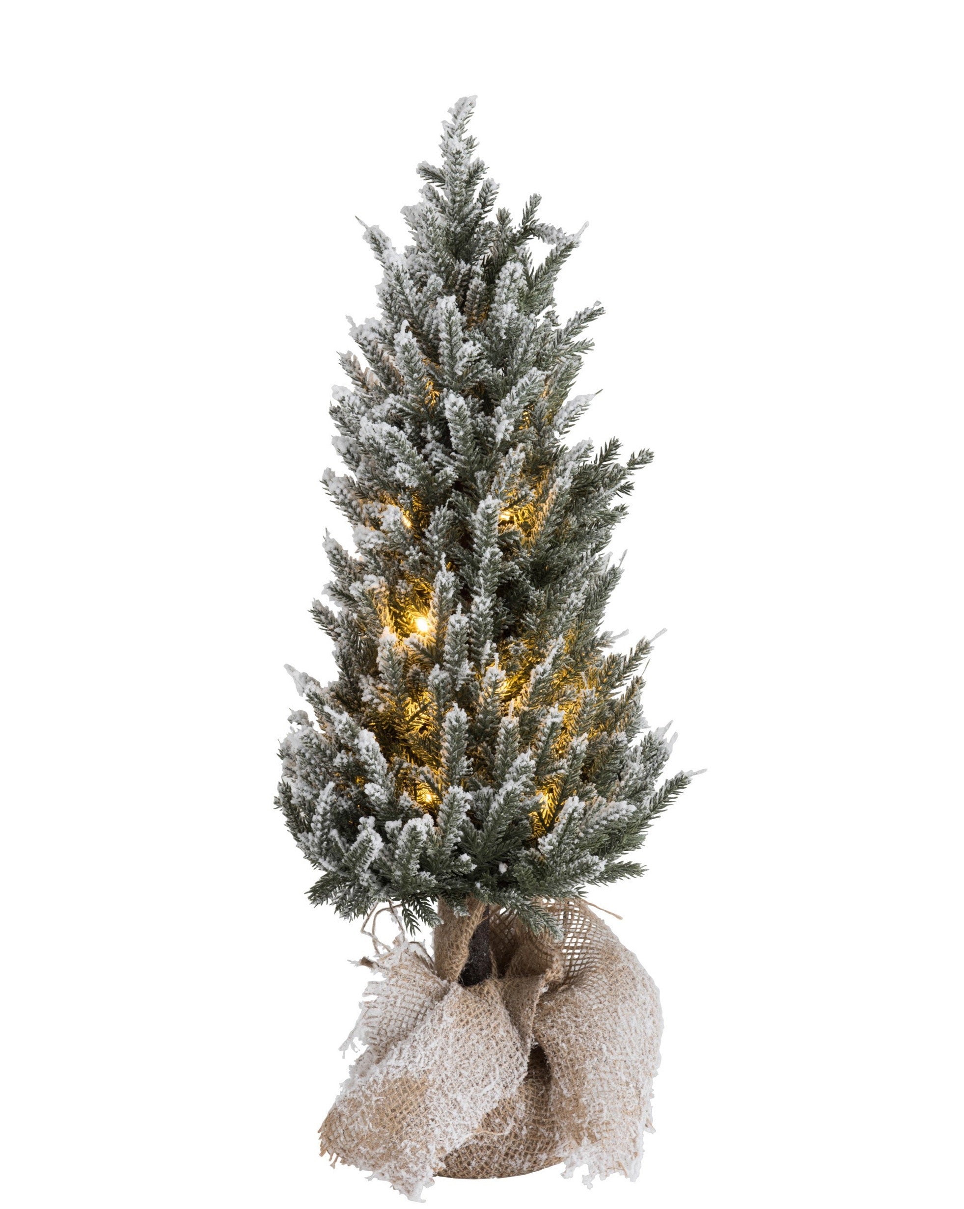 2er Set LED Weihnachtsbäume im Topf, Kunststoff Grün