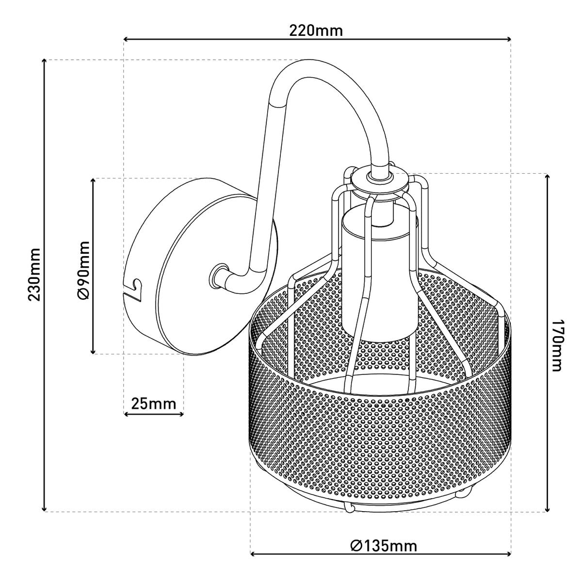 1er Wandleuchte Spot "FORO" aus Metall in Schwarz, mit E27-Fassung, ca. 22 x 13,5 x 23 cm. Stilvolle Beleuchtung für Wohnzimmer, Esszimmer oder Küche.