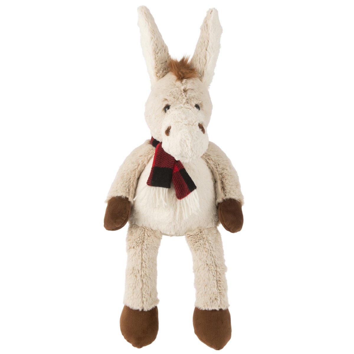 Esel Plüschfigur mit Schal Beige Braun 33 cm