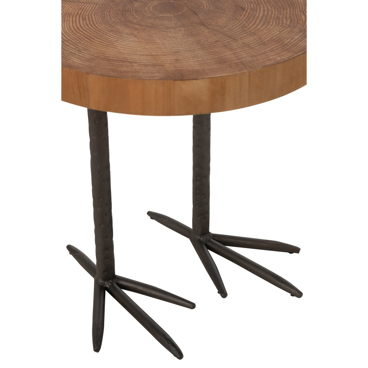 Moderner Hocker mit Vogelfuß Design – Holzoptik & Eisen, Natur/Schwarz