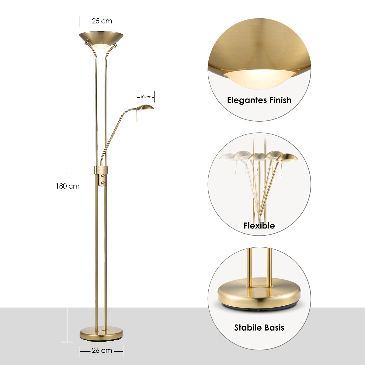 LED-Uplight-Stehleuchte – klassisches Gold/Bronze