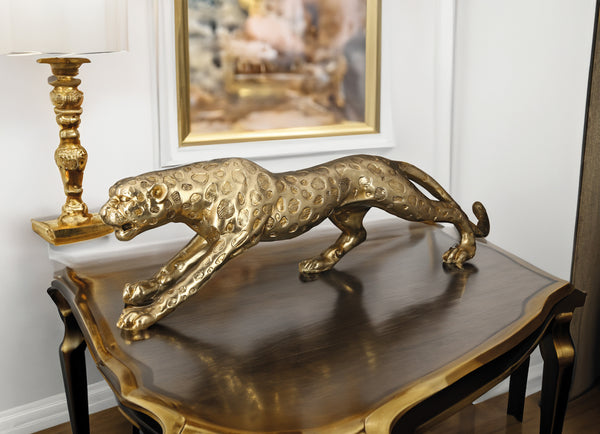 XL Figur Gepard "SPEED2" goldfarben antikfinish mit Oberflächenstruktur Dekoration Luxus Deko breite 80cm