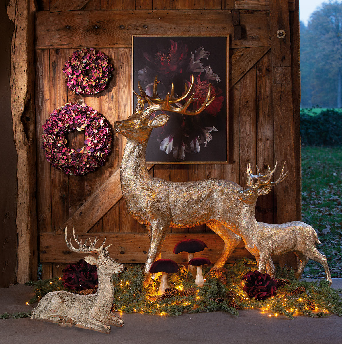 Hirschfigur Raffael Gold Dekofigur in 3 Größen Antikfinish