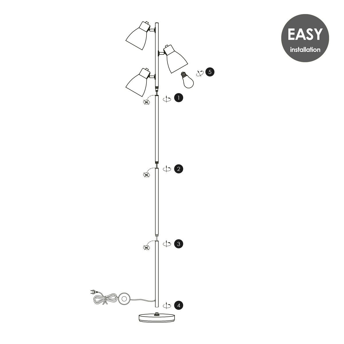Stehlampe 3L Schwarz - moderne Stehlampe Schwarz schwarz