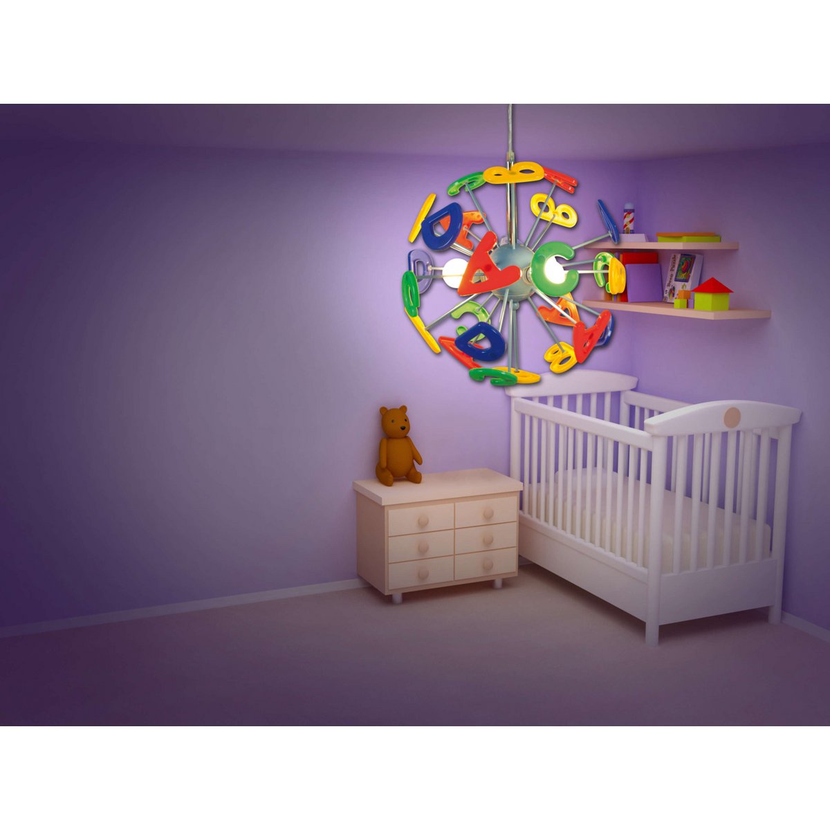 Kinderpendelleuchte "KIZI" Ø 40cm, aus Metall und Kunststoff, bunt, E14