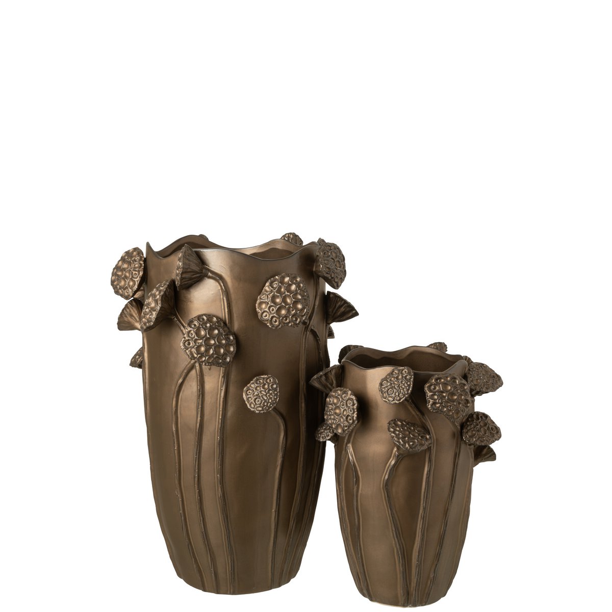 Vase Lotus Elegance Kupferoptik Keramik Braun Groß