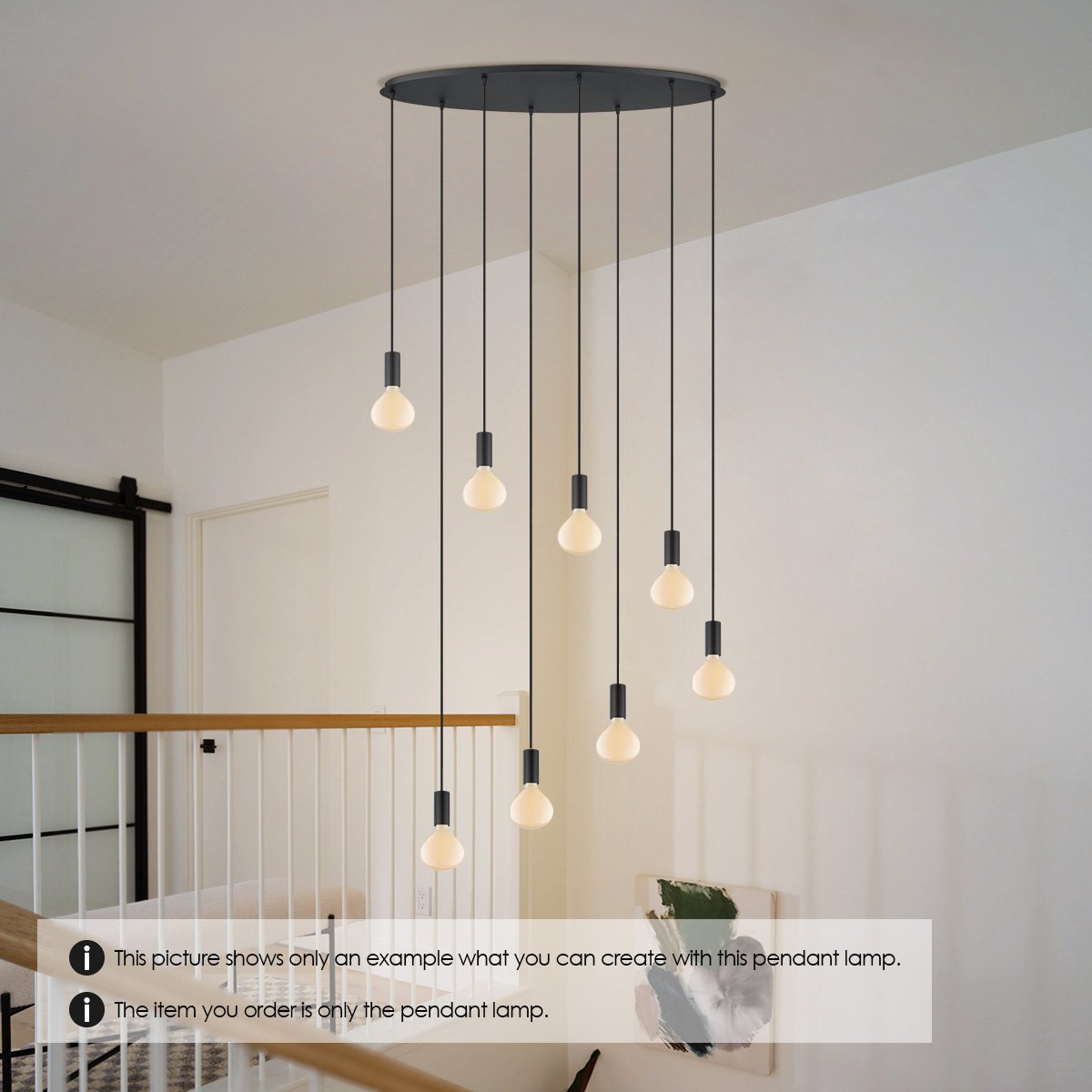 Ovale Metall-Hängelampe 8L - 100/30/117,5CM