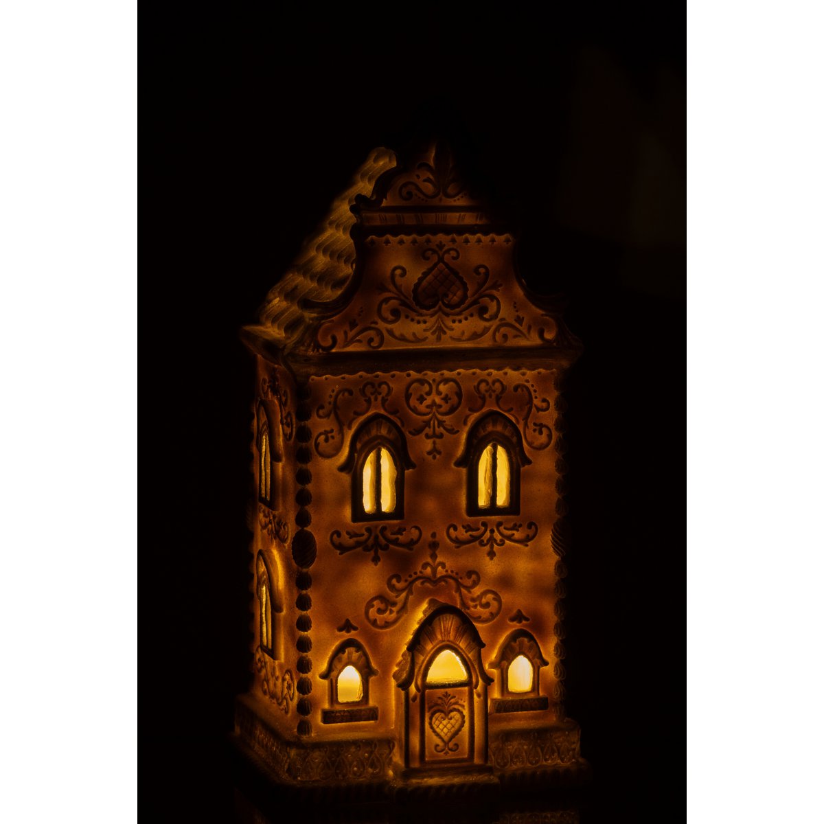Gingerbread House Christmas Decoration Made of Polyresin with LED Lighting