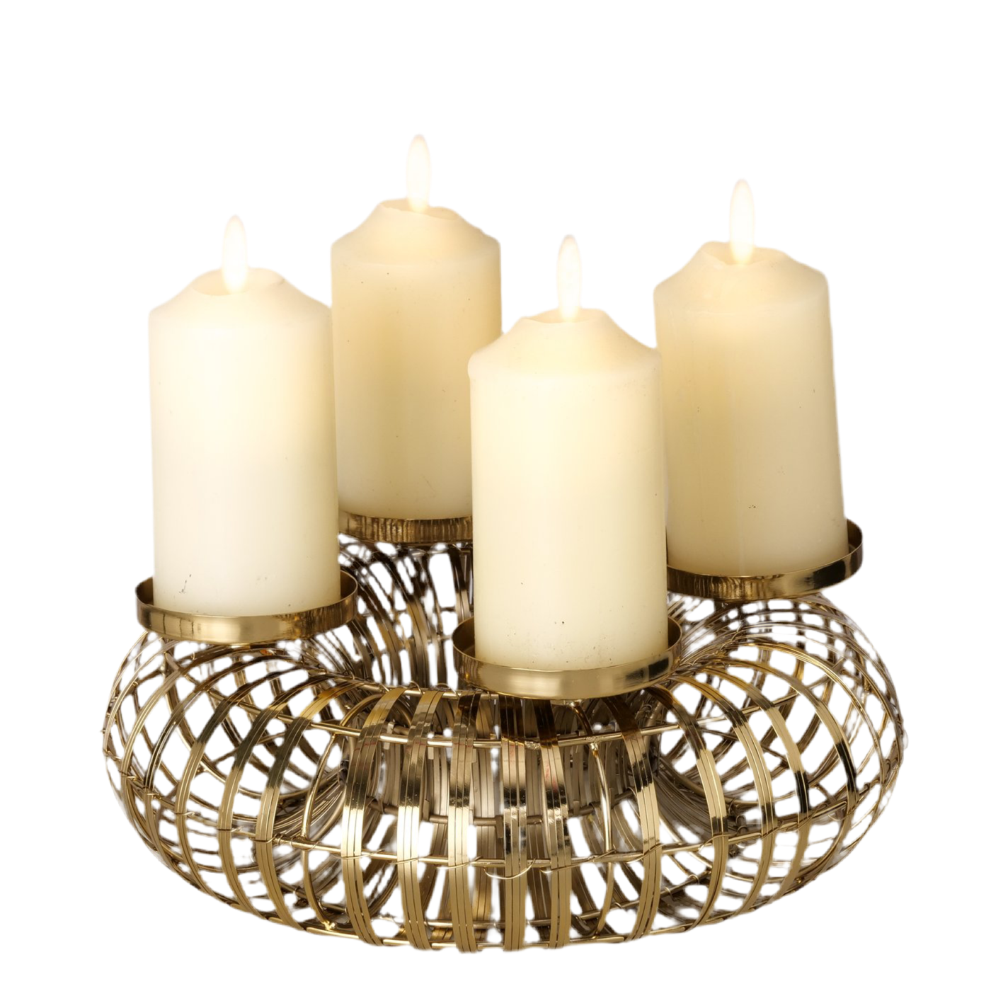 Glori Adventsglanz Kerzenleuchter Gold 4-flammig 32cm Metall Handgefertigt