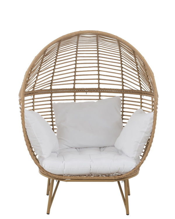 Garten Sessel Stuhl Lounge in Ovaler Form aus Stahl in Naturell Komfort und Stil für Ihre Outdoor-Oase