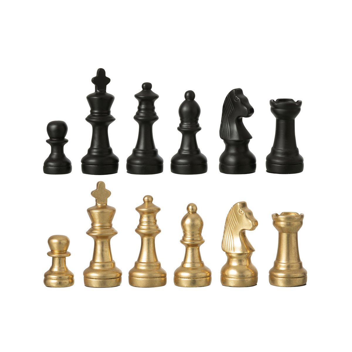 Schachset Polyresin Gold Schwarz Deko Luxus Schachbrett 61cm