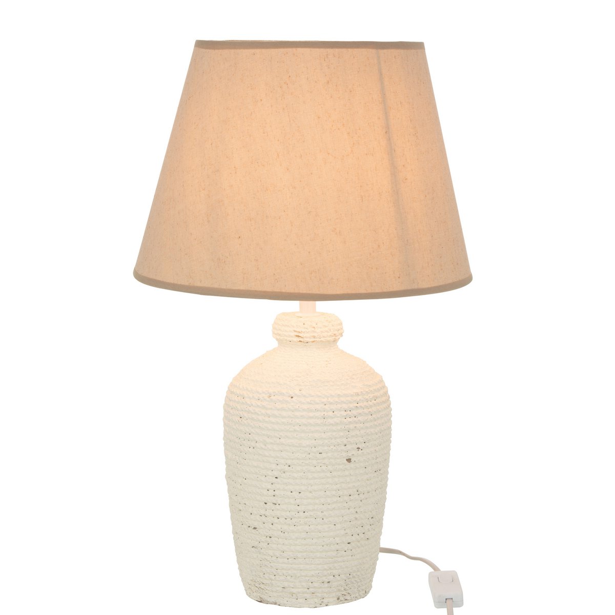 Tischlampe Esmee Zement Textil Weiß Beige E27 40W