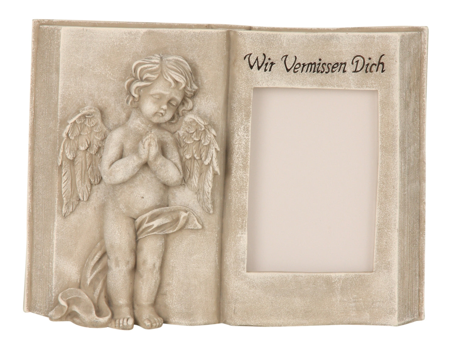 Grabengel Buch mit Foto Wir Vermissen Dich 20 cm