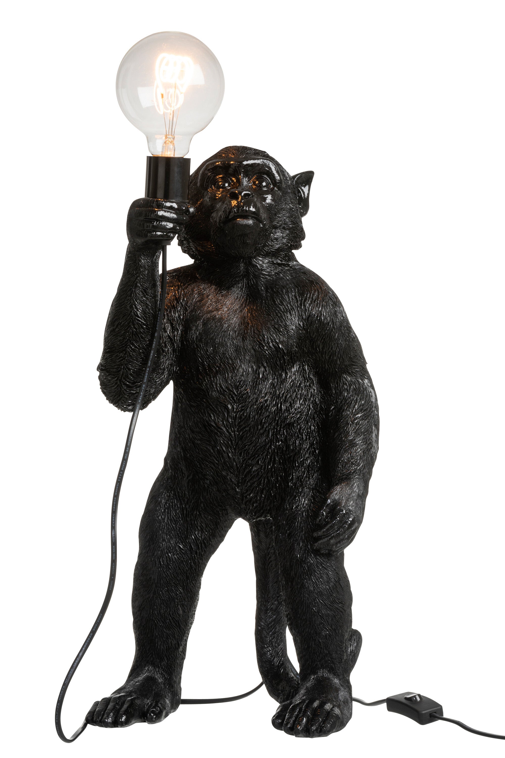 Staande apenlamp in zwart – 51,5x24,5x26,5 cm, decoratieve dierenlamp