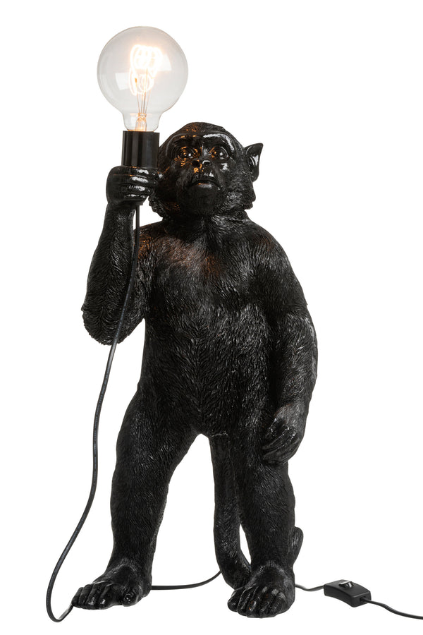 Stehende Affenlampe in Schwarz – 51,5x24,5x26,5 cm, Dekorative Tierlampe