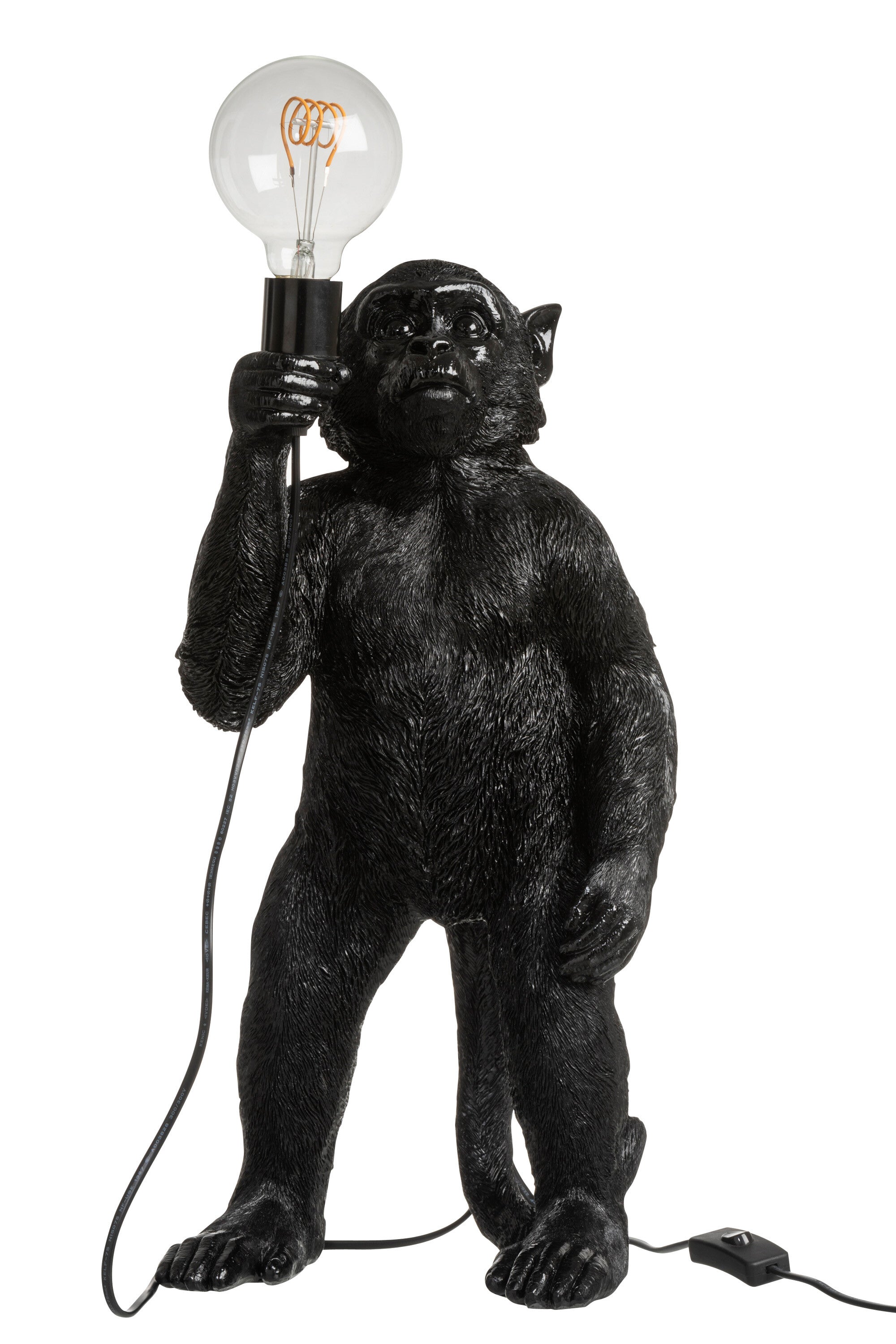 Staande apenlamp in zwart – 51,5x24,5x26,5 cm, decoratieve dierenlamp
