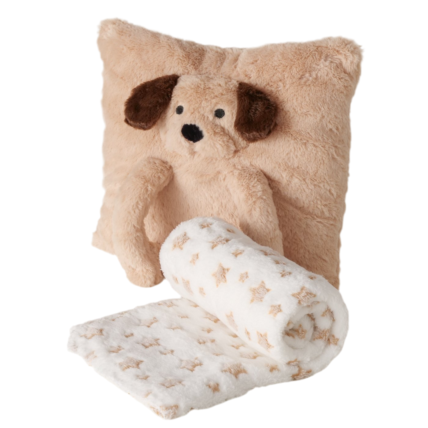 Noah Kuschelhund Kissen Mit Decke Hundemotiv 32cm Braun Weiß Plüsch