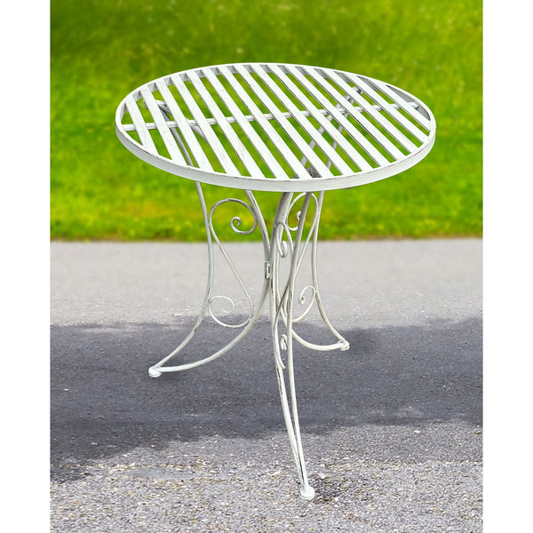 Metall-Tisch Sirmione, Ø 60 x 72 cm, weiß - Stilvoller Rundtisch für Balkon und Terasse