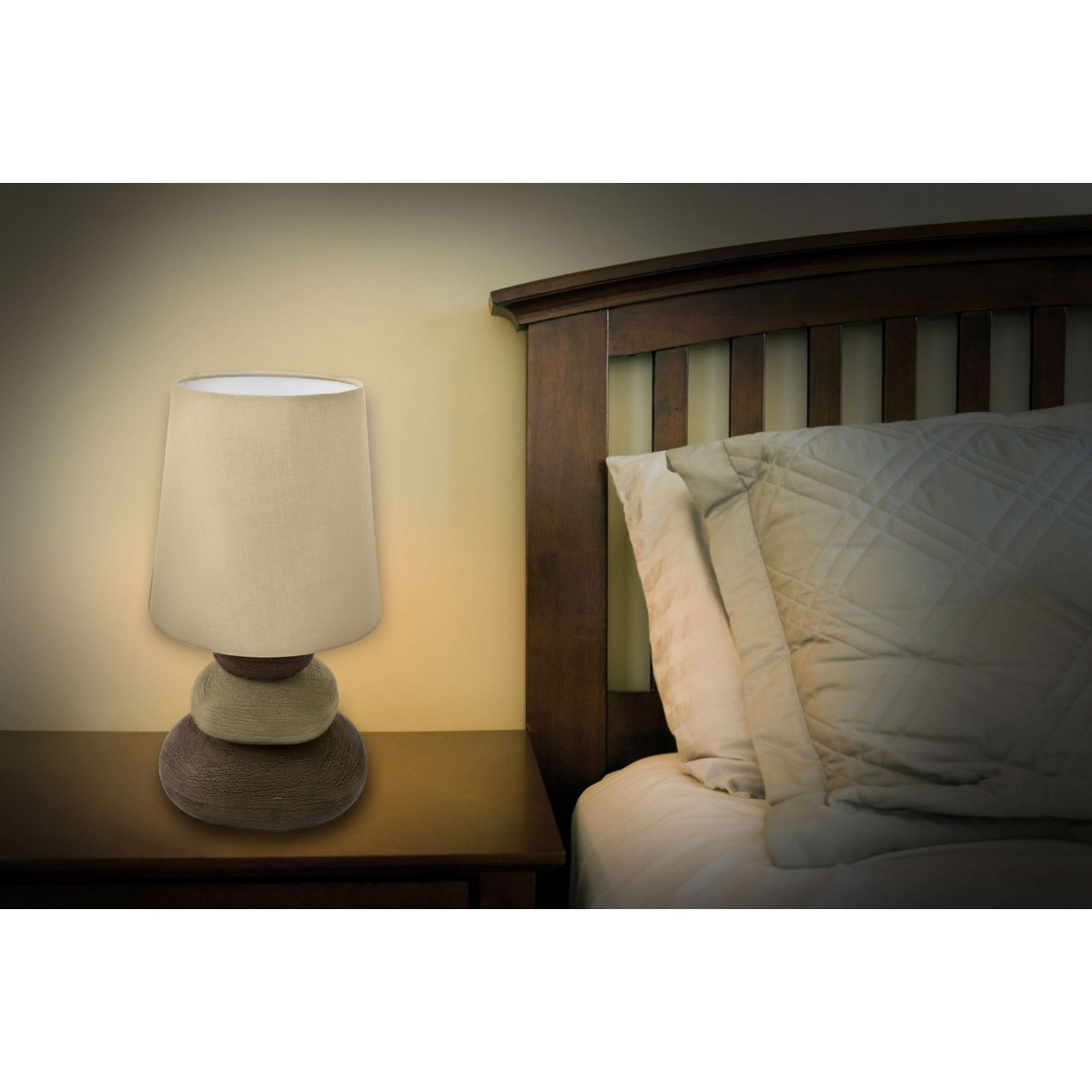 Keramik Tischleuchte "STONEY", Tischlampe aus Keramik, natur, mit E14-Fassung, Tischlampe für Esszimmer, Wohnzimmer, Diele oder Büro, oder als Nachttischlampe, 31 cm hoch