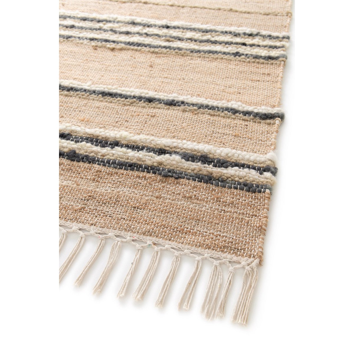 Handgefertigter Woll -Wollteppich und Jute Raj