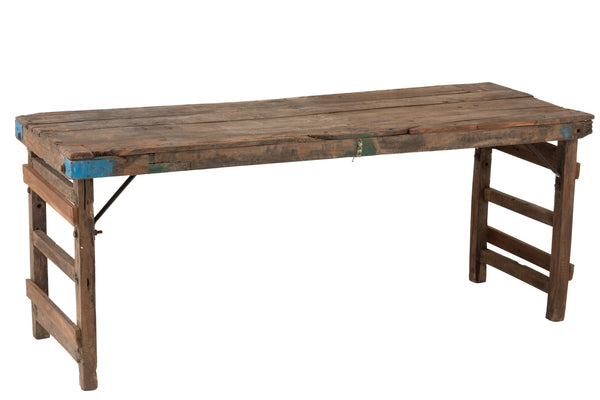 Rustikaler Vintage Tisch aus Recyceltem Holz in Braun - Einzigartiges Handwerk
