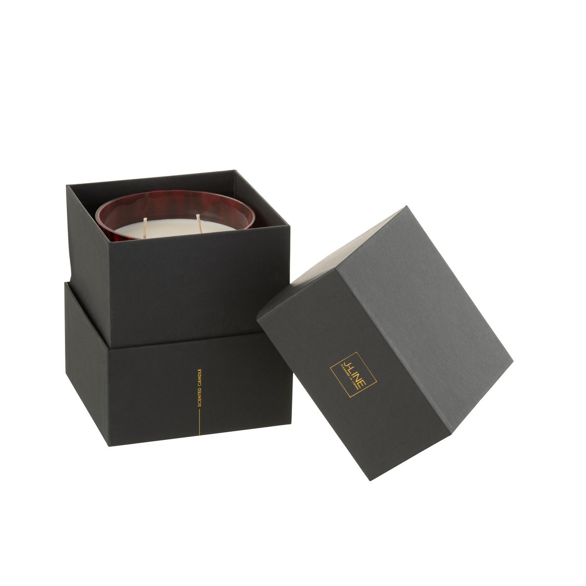 J-Line Duftkerze Noa – Sandelholz – Glas – Rot – mittel – 68U