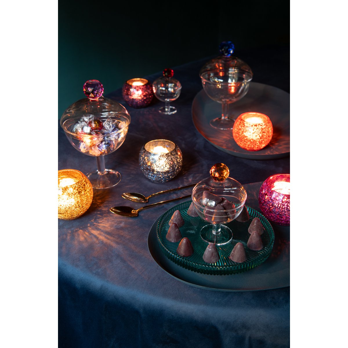 Vorratsdose Diamant Kristall Glas Transparent Rot 25 cm