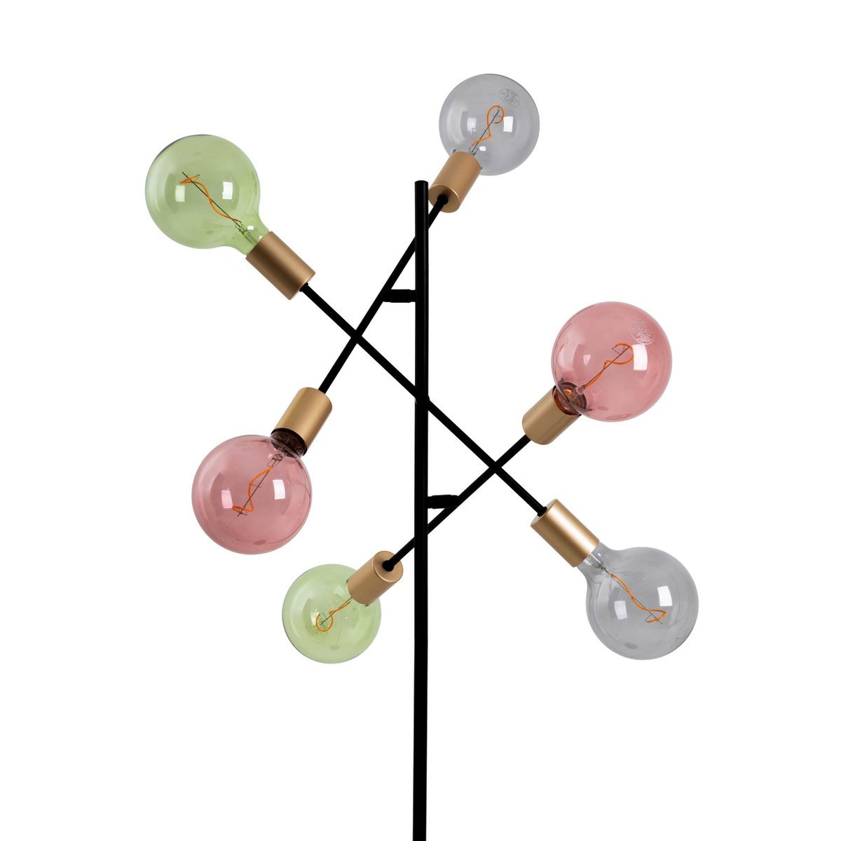 Stehleuchte "MODO" aus Metall in Schwarz,, Fassungen in Gold, E27-Fassung, Stehlampe für Wohnzimmer, Esszimmer, Küche, Diele, Flur oder Büro, 150 x 49 cm