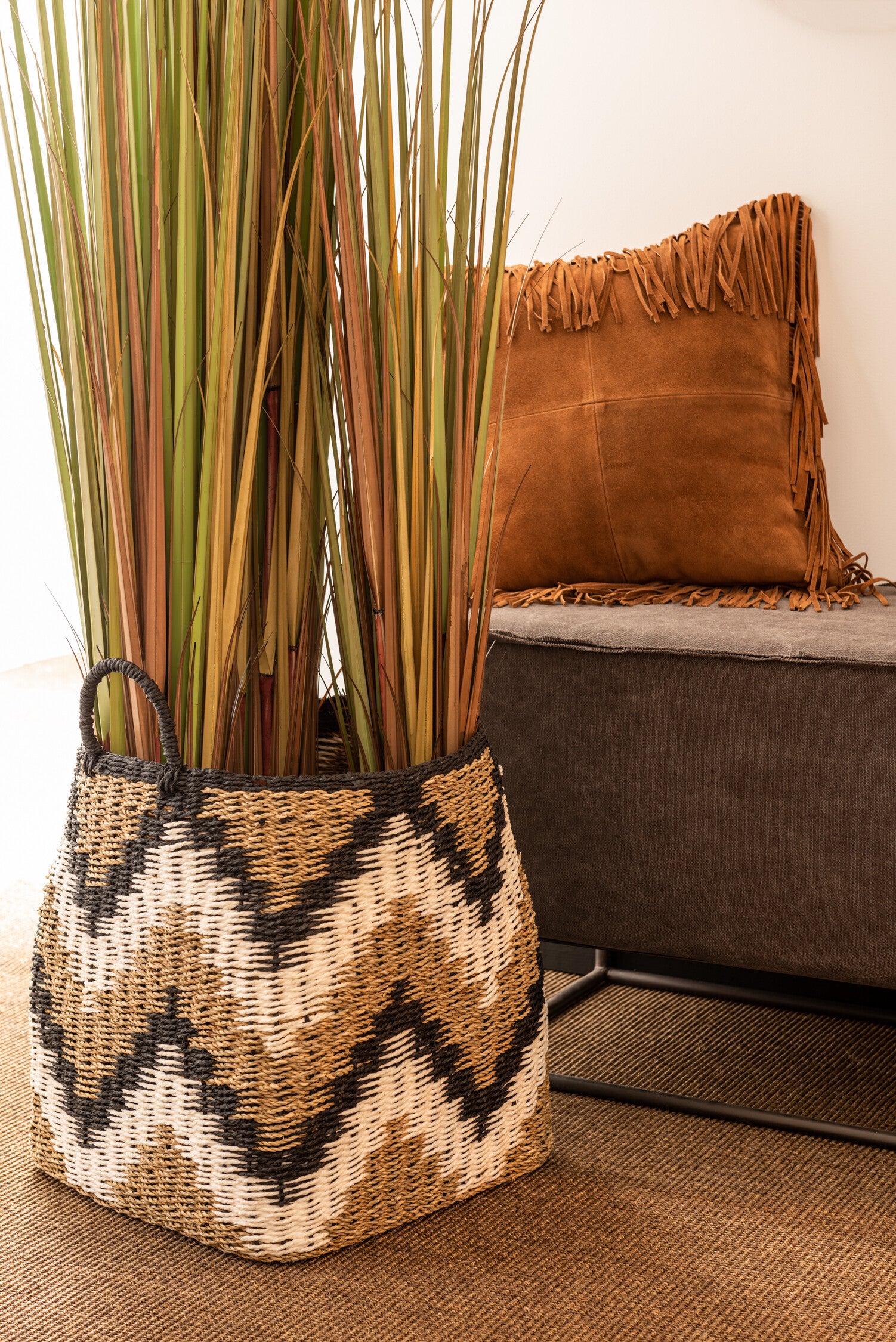 Elegante Lederkissen mit Fransen in Cognac - Exklusive Akzente für Ihr Zuhause