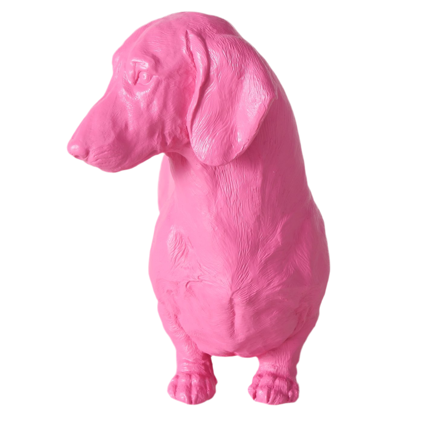 Dekofigur Wuffolino Pinker Dackel Hund Kunstharz Matt 38cm