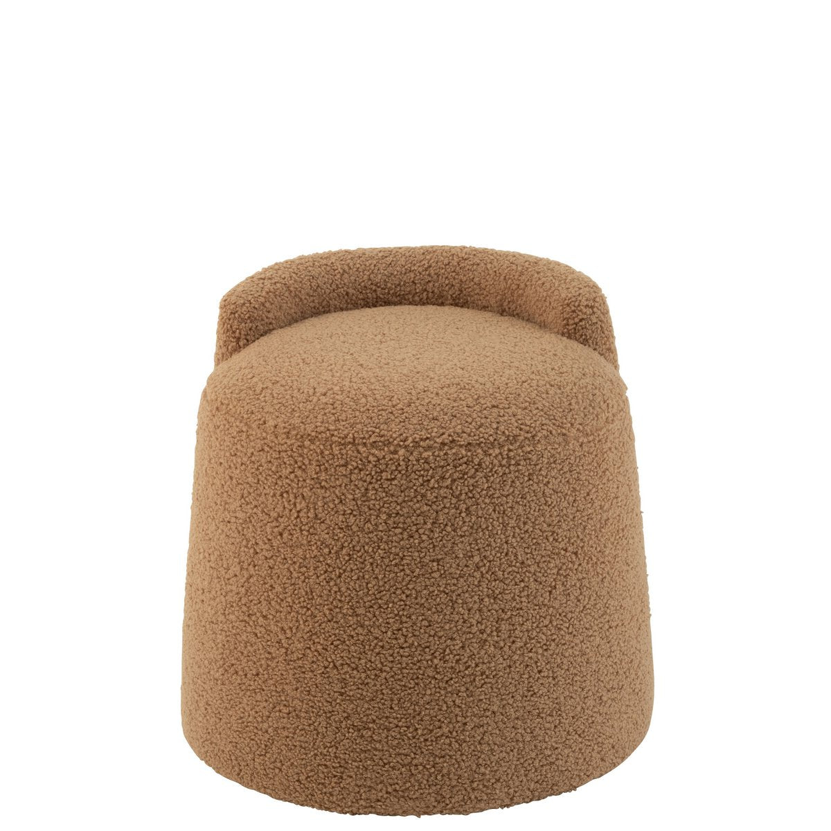 J-Line Poef Teddy Round+RugleUing Bouclé Camel
